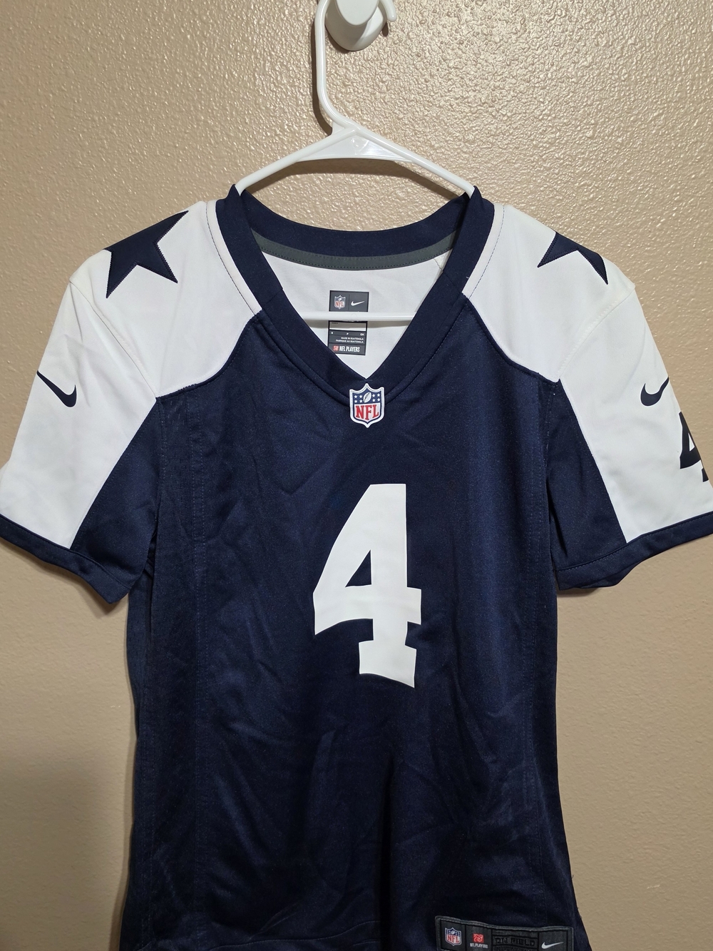 Nike NFL Dallas Cowboys #4 Navy and White Jersey